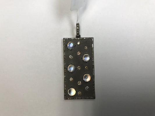 Square Shape Diamond Pendant .925 Oxidized Sterling Silver Diamond Pendant, Genuine handmade pave diamond Pendant.