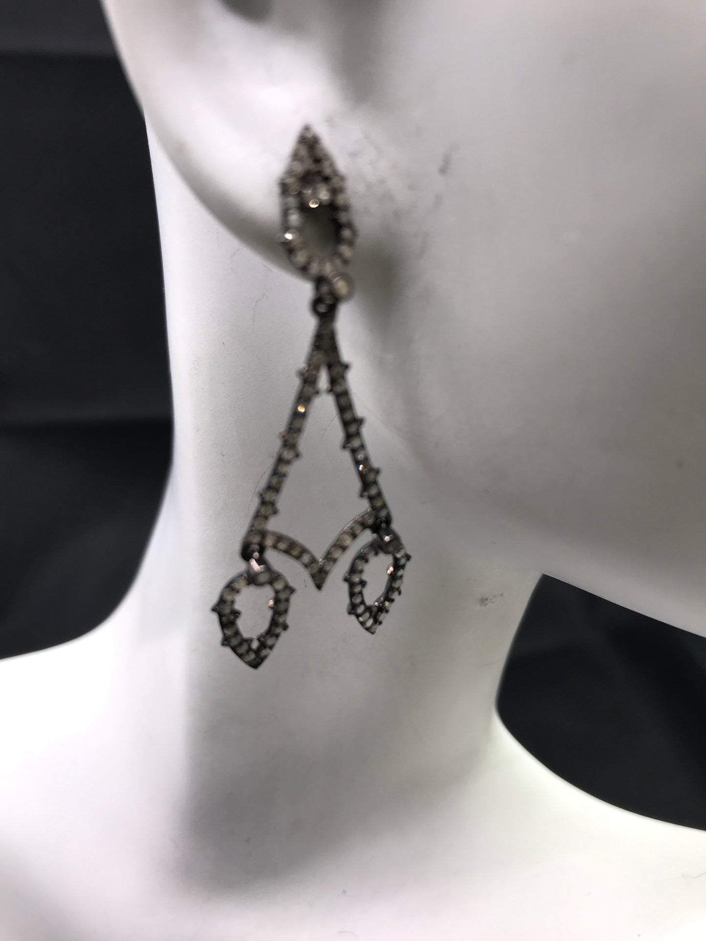 Diamond and Silver Black Rhodium Finish Earring