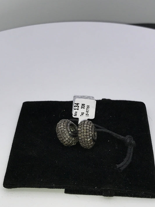 Silver and Diamond Pave PAVE BEADS