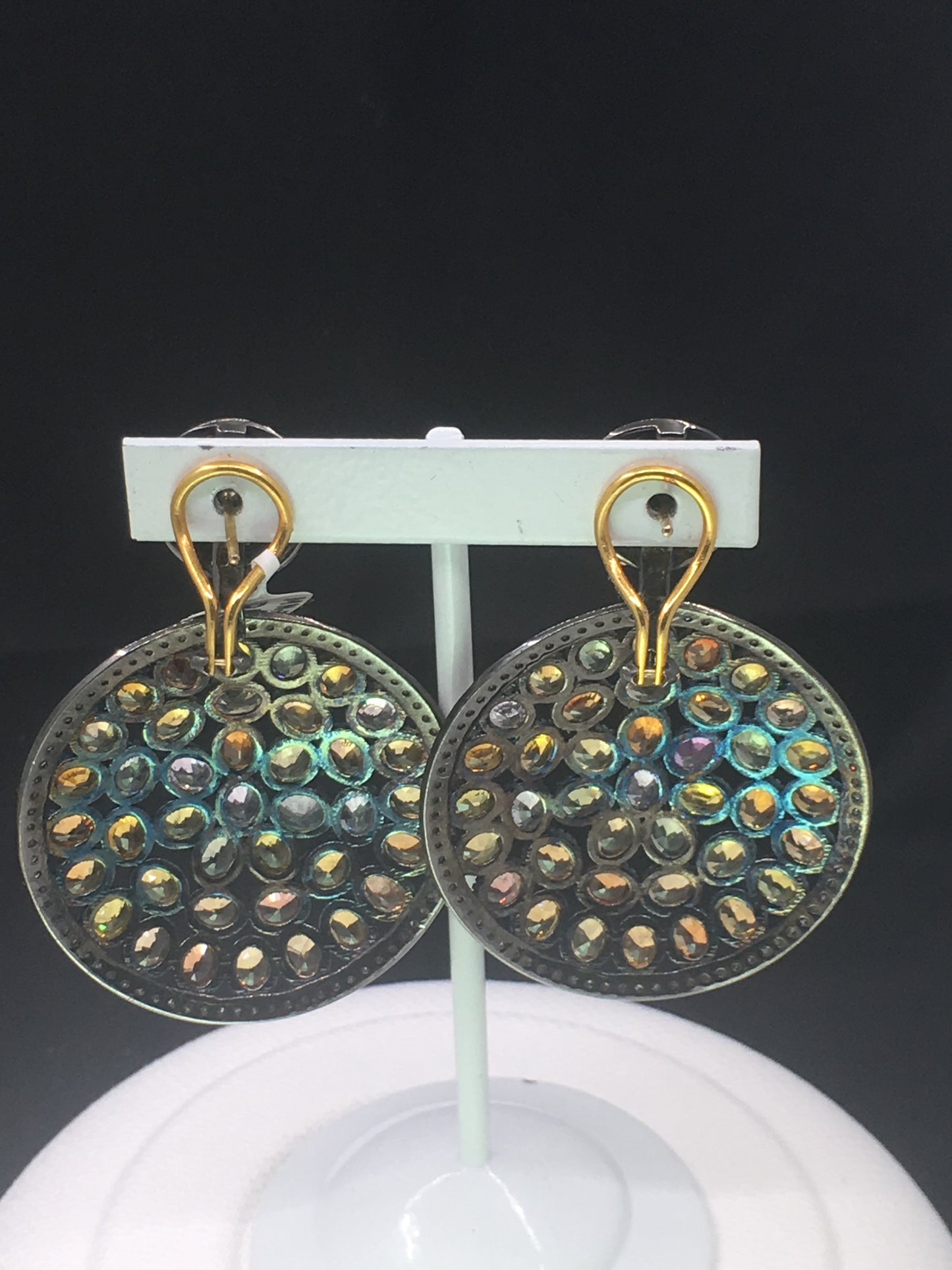 Diamond and Silver Sapphire Earrings