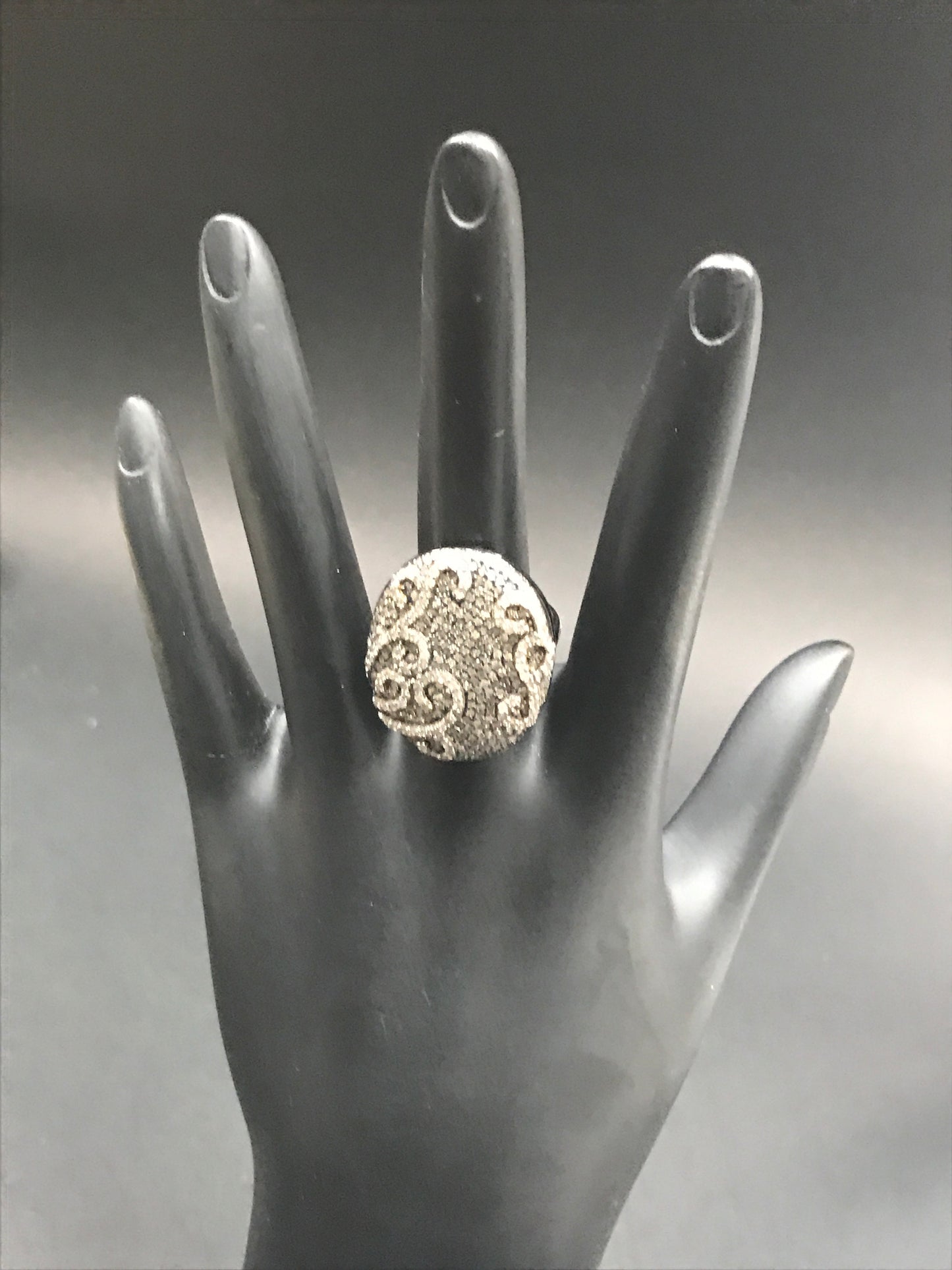 Diamond and Silver Black Rhodium Finish Rings