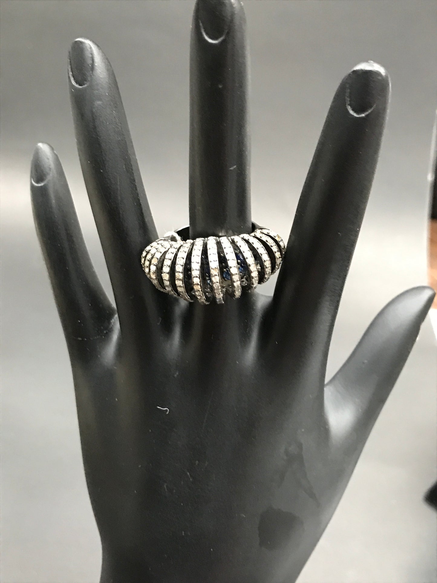 Silver Pave Diamond Ring .925 Oxidized Sterling Silver Diamond Ring, Genuine handmade pave diamond Ring Size Approx 0.92"(23 X 15 MM)