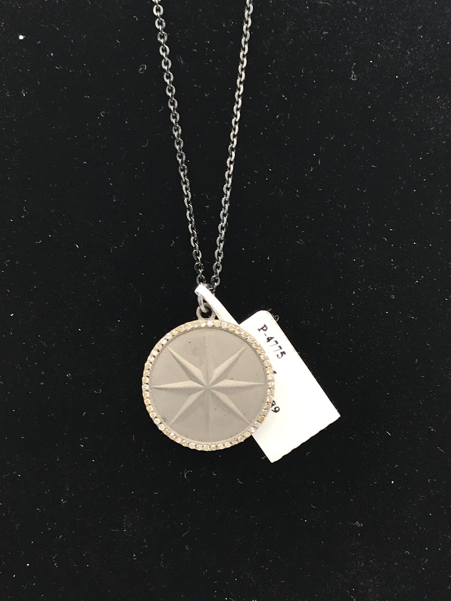 Round Silver Pave Diamond Pendant