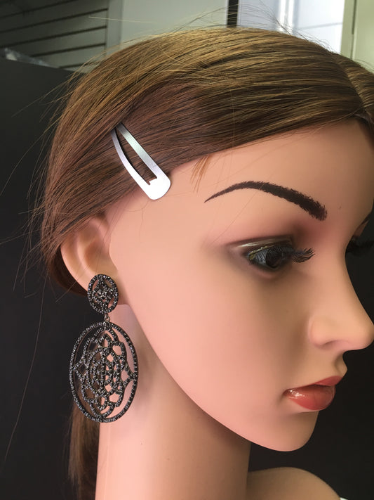 BLACK SPINEL 925 STERLING SILVER EARRINGS