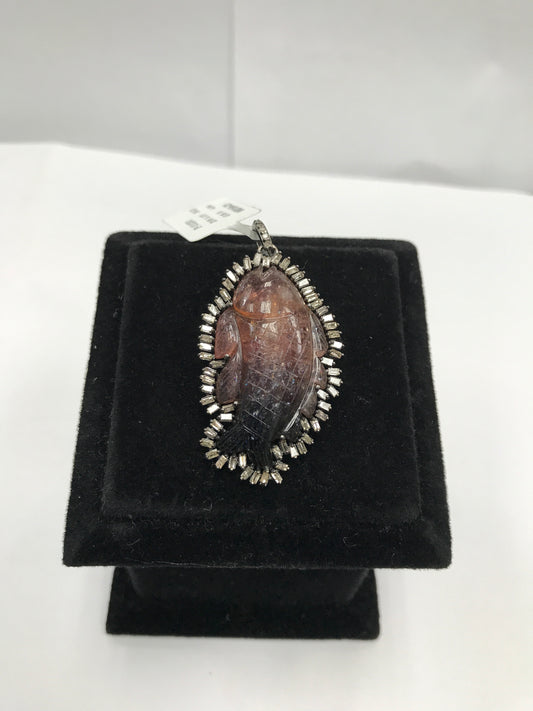 Tourmaline Carvings and Diamond Pendant