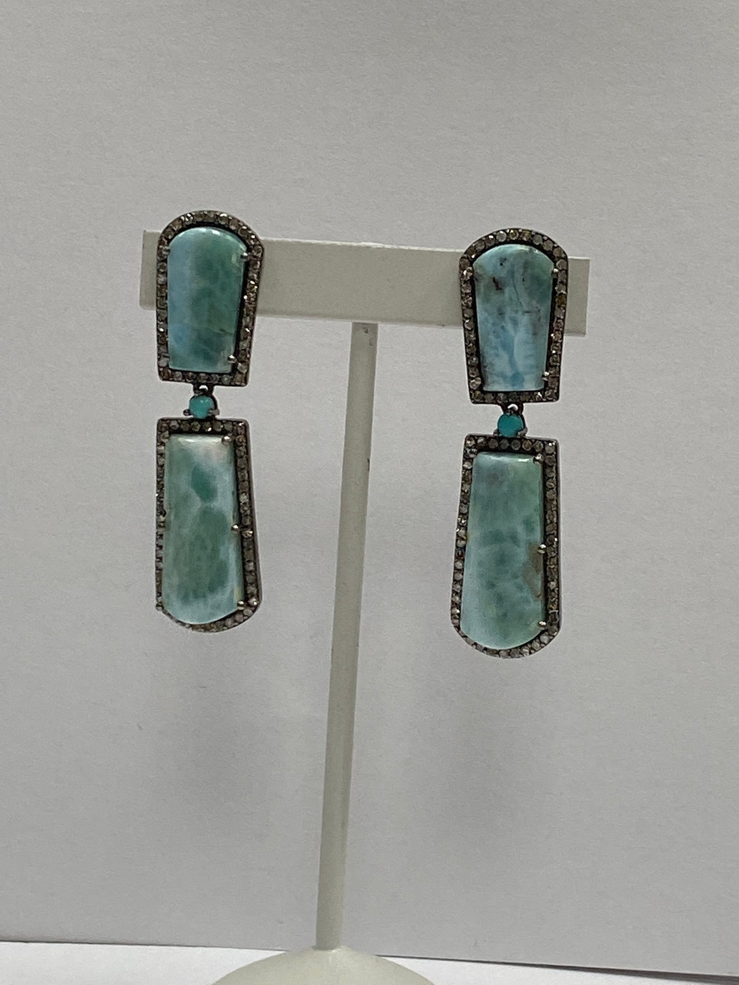 Larimar and Diamond Earring