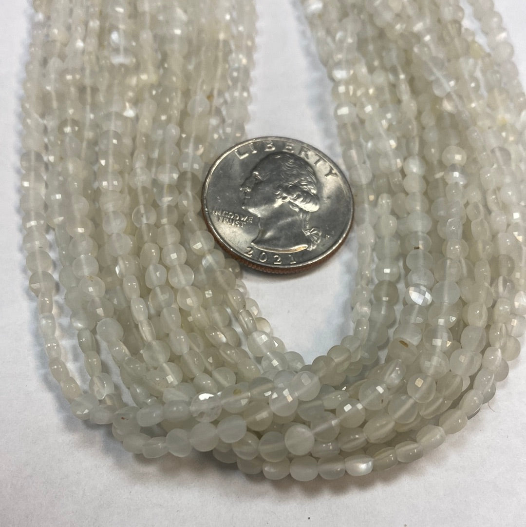 Moonstone Beads Coin Facetted, Coin Facetted, Beads