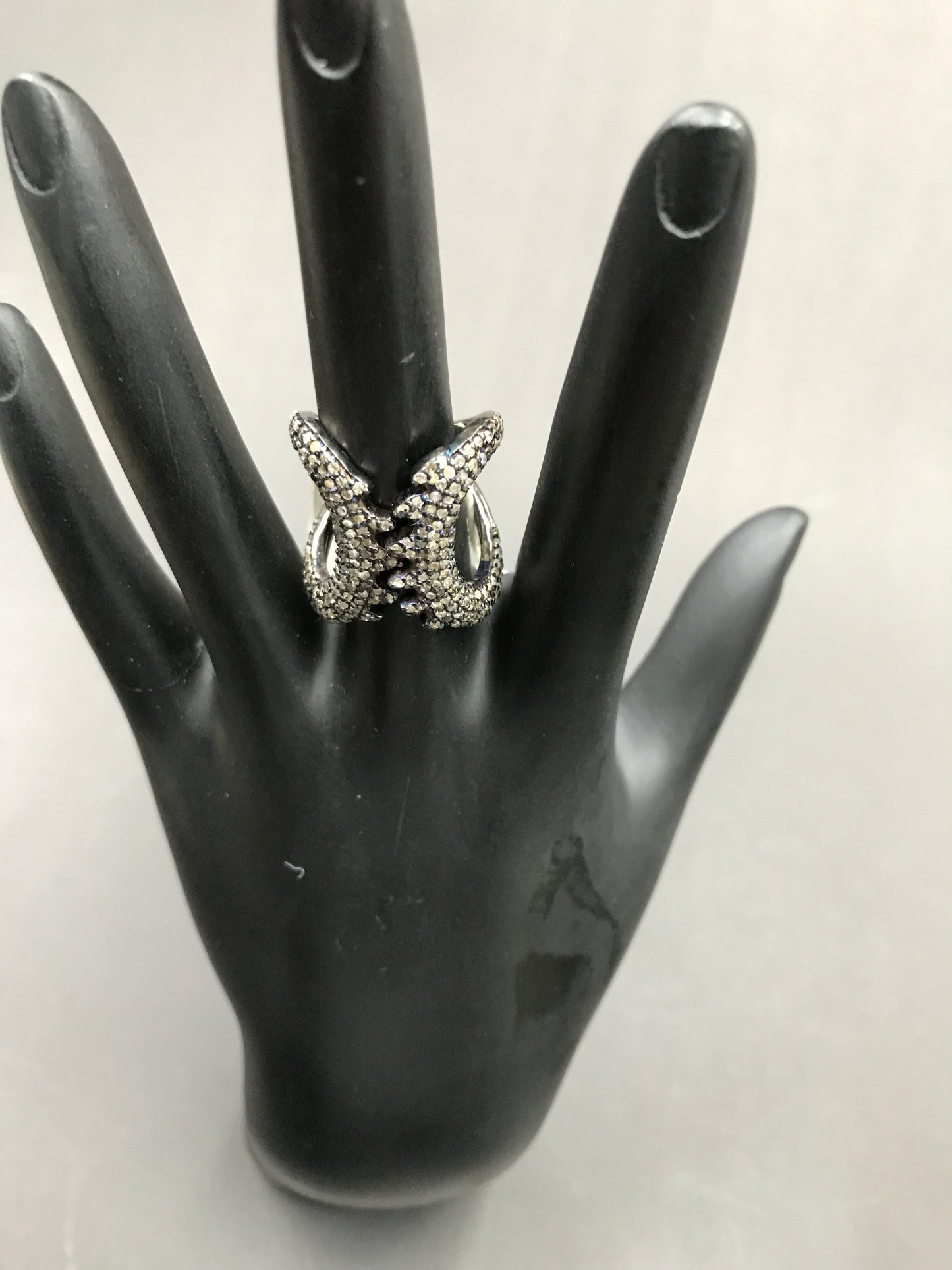 Pave Diamond Ring .925 Oxidized Sterling Silver Diamond Ring, Genuine handmade pave diamond Ring Size Approx 0.88"(21 x 22 MM)