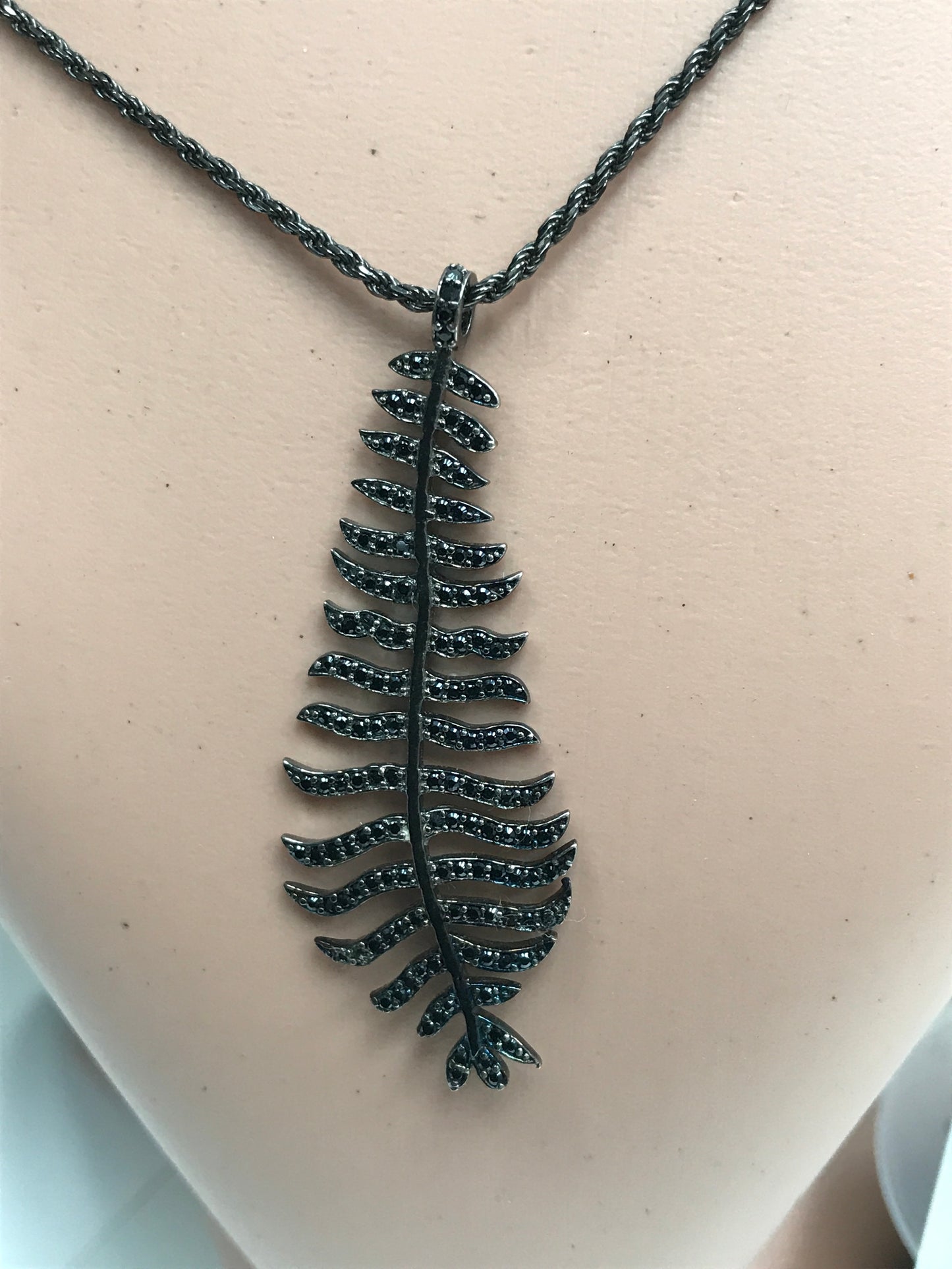 Leaf Black Spinel Charm