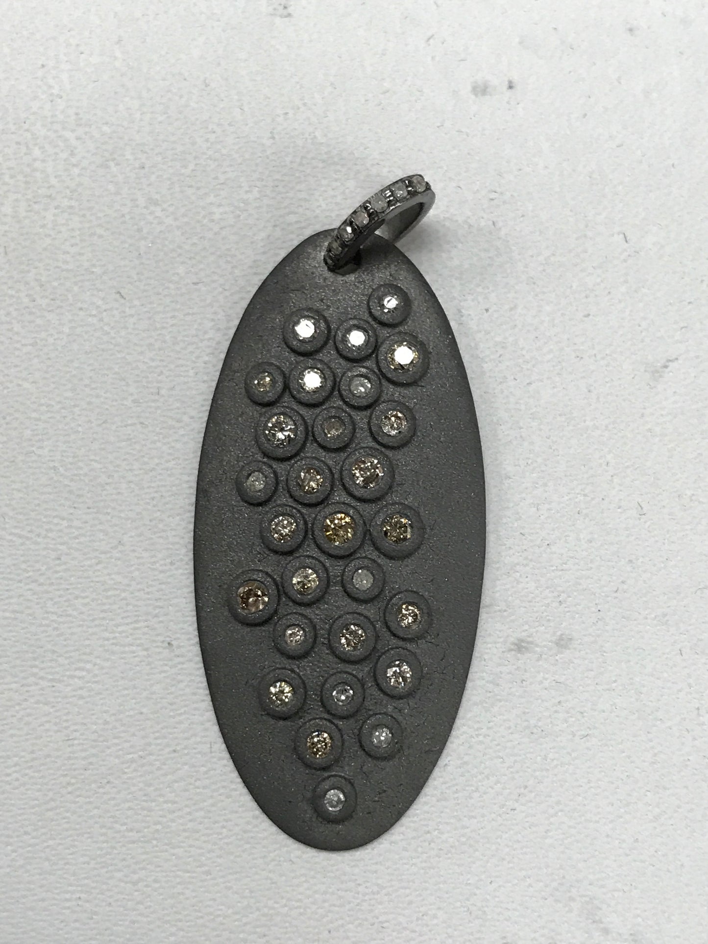 Oval Shape Diamond Pendant .925 Oxidized Sterling Silver Diamond Pendant, Genuine handmade pave diamond Pendant.