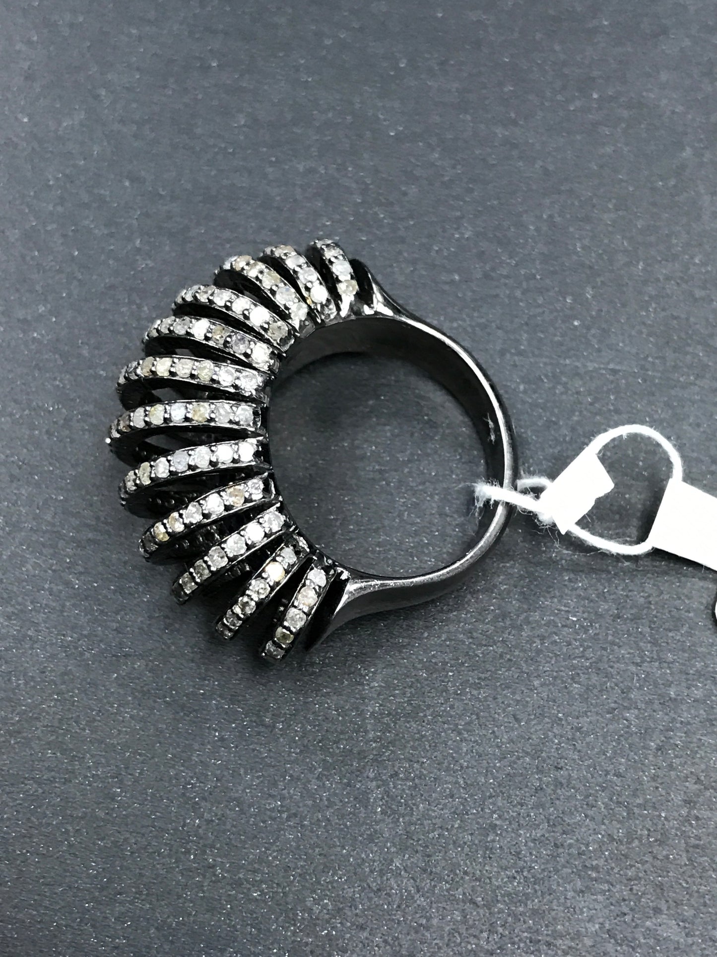 Silver Pave Diamond Ring .925 Oxidized Sterling Silver Diamond Ring, Genuine handmade pave diamond Ring Size Approx 0.92"(23 X 15 MM)