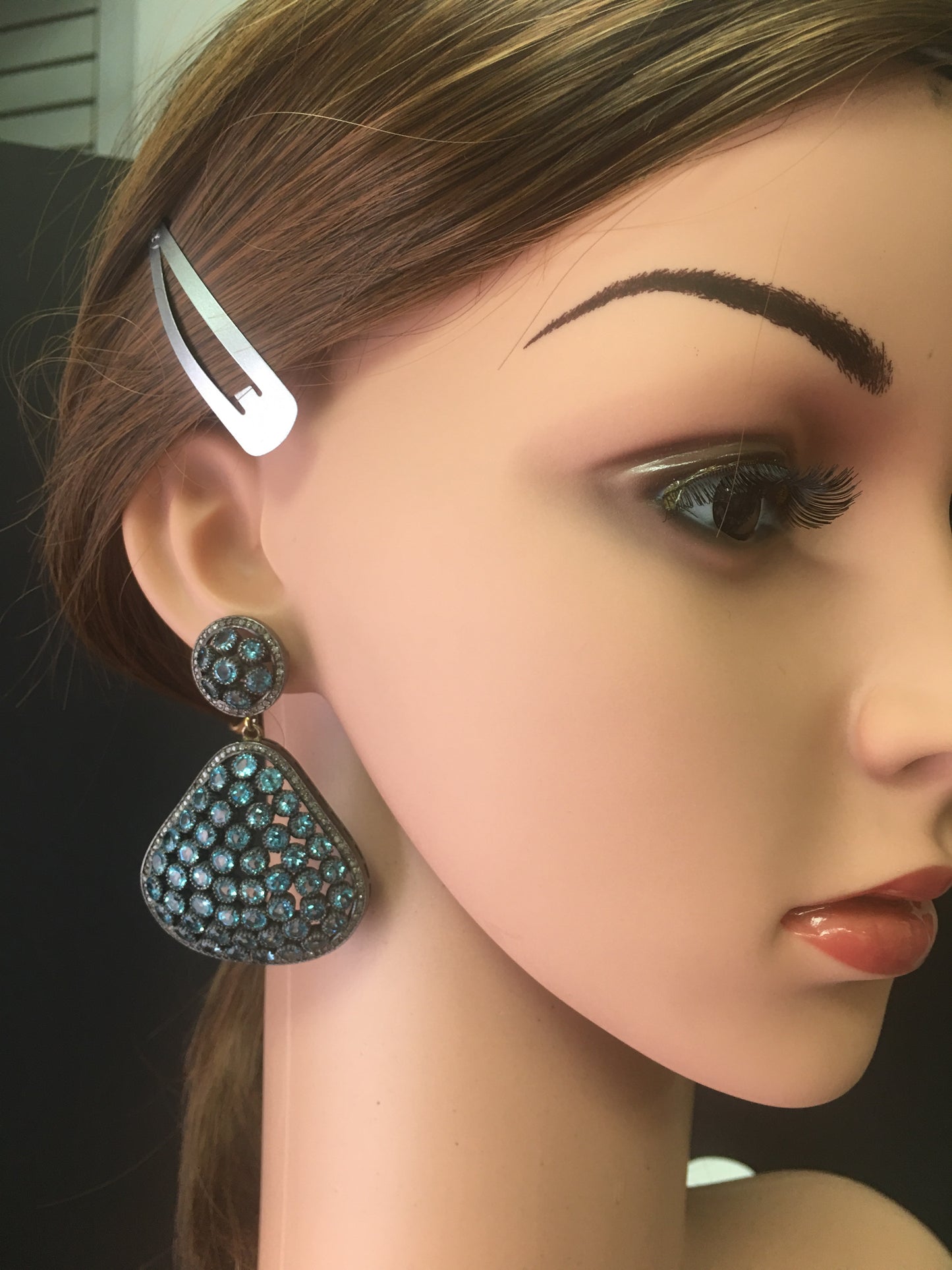 Diamond and Blue Topaz Earrings