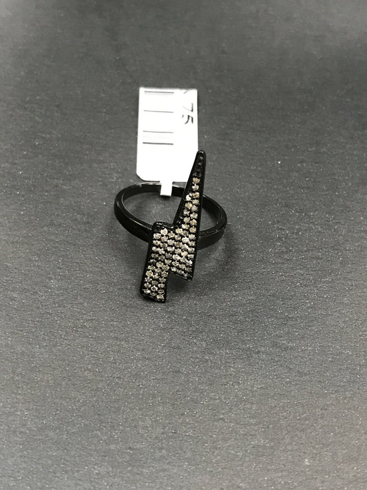 Diamond Lightning Diamond Ring, Pave Diamond Ring,Pave Lightning Ring, Appx 25 x 6mm. Sterling Silver