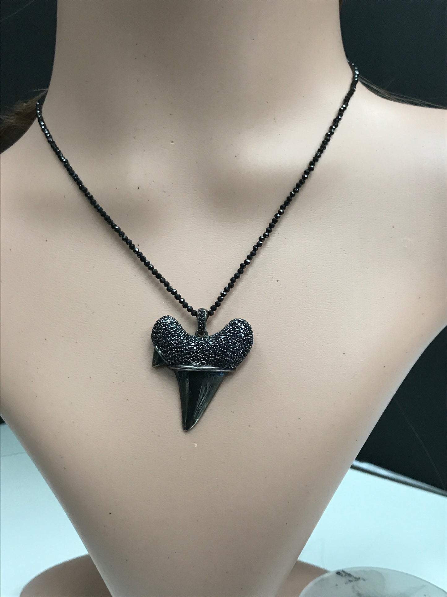 Shark Tooth BlackSpinel Charm