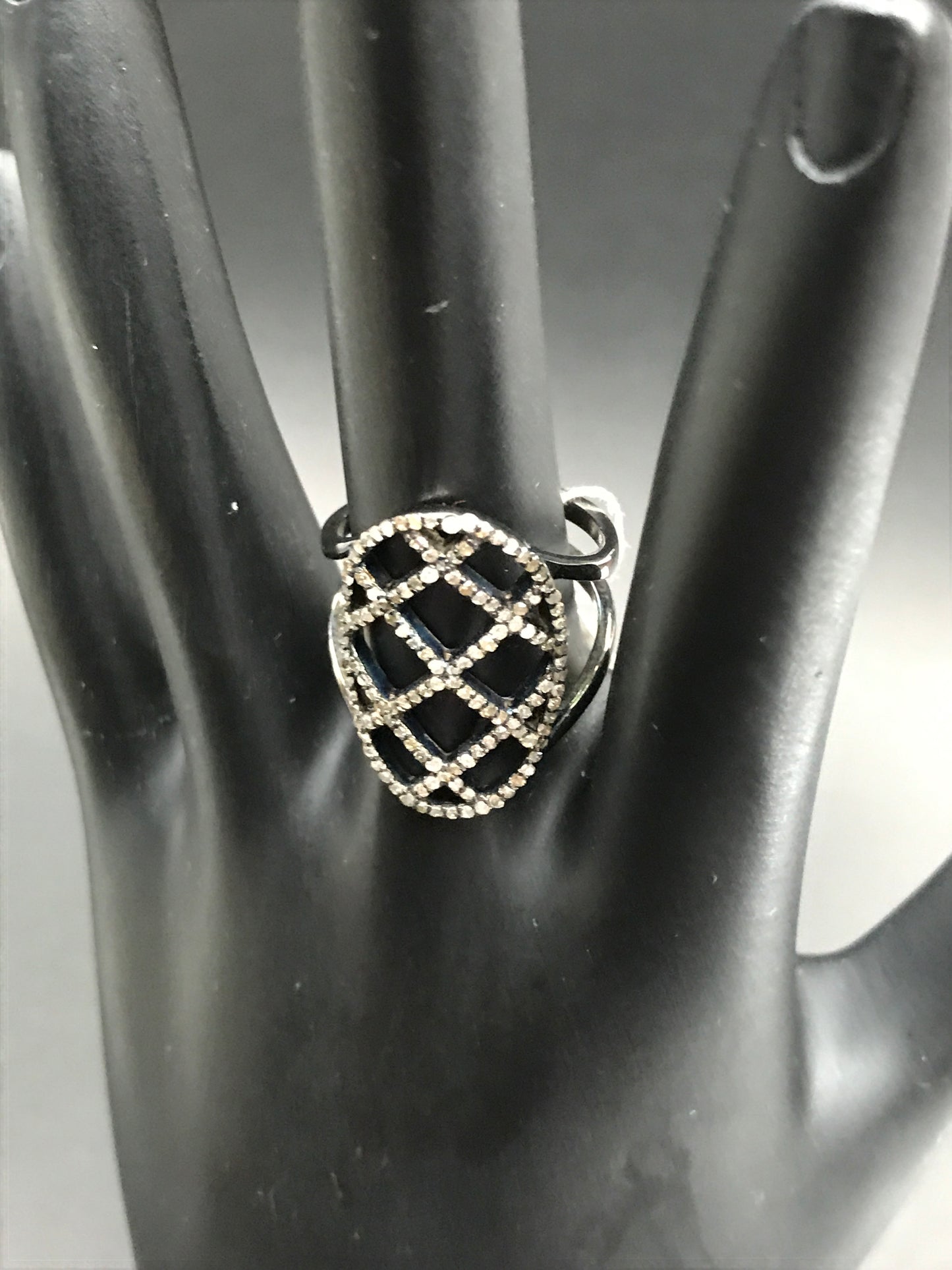 Pave Diamond Ring .925 Oxidized Sterling Silver Diamond Ring, Genuine handmade pave diamond Ring Size Approx 0.96"(24 X 15 MM)