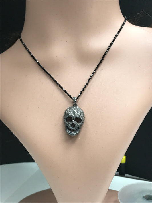 Diamond Charm .925 Oxidized Sterling Silver Diamond Charms, Genuine handmade pave diamond Charm Size Approx 1.0"(18 x 25 MM)