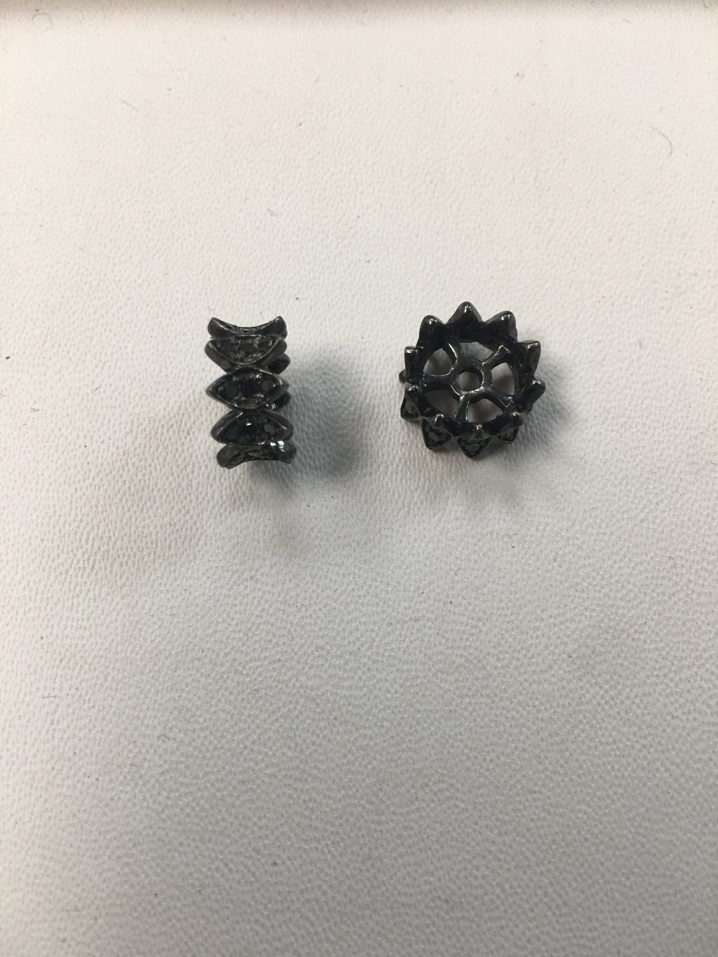 Spacer Silver Pave Diamond Beads, Donut Pave Diamond Beads