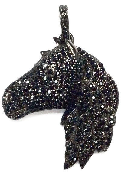 Horse Head Black Spinel Charm