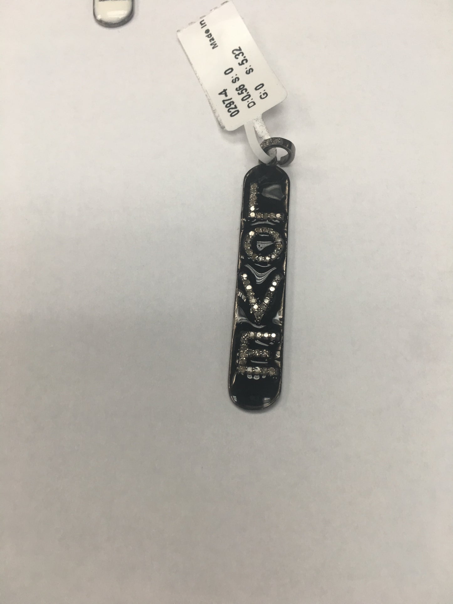 Love Diamond Charm .925 Oxidized Sterling Silver Diamond Charms, Genuine handmade pave diamond Charm .