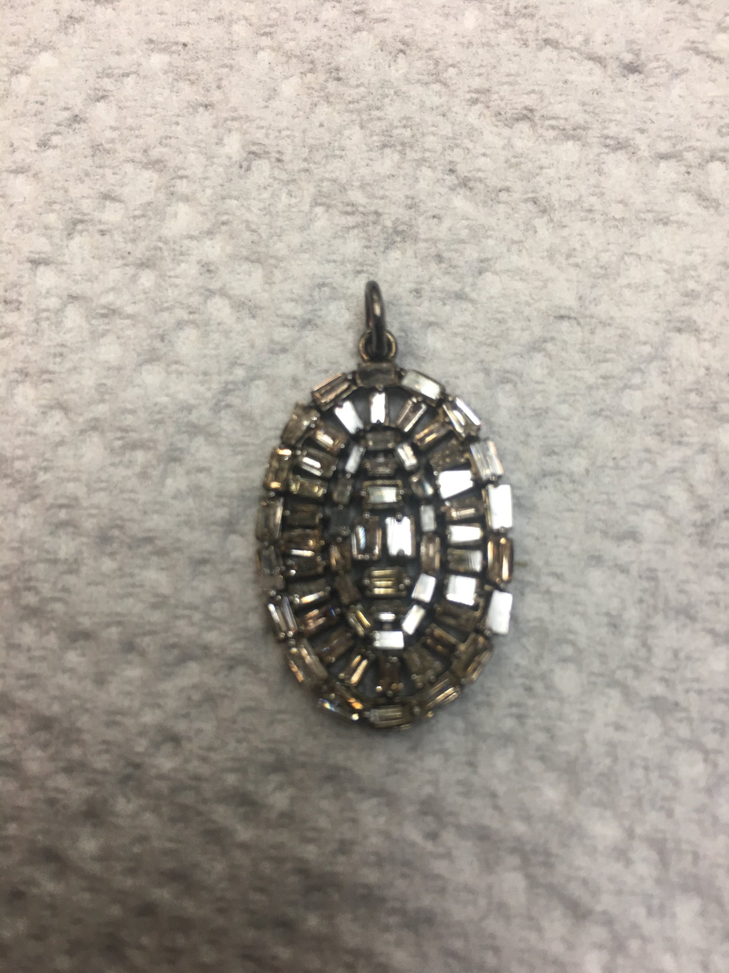 Oval Shape Diamond Pendant .925 Oxidized Sterling Silver Diamond Pendant, Genuine handmade pave diamond Pendant.