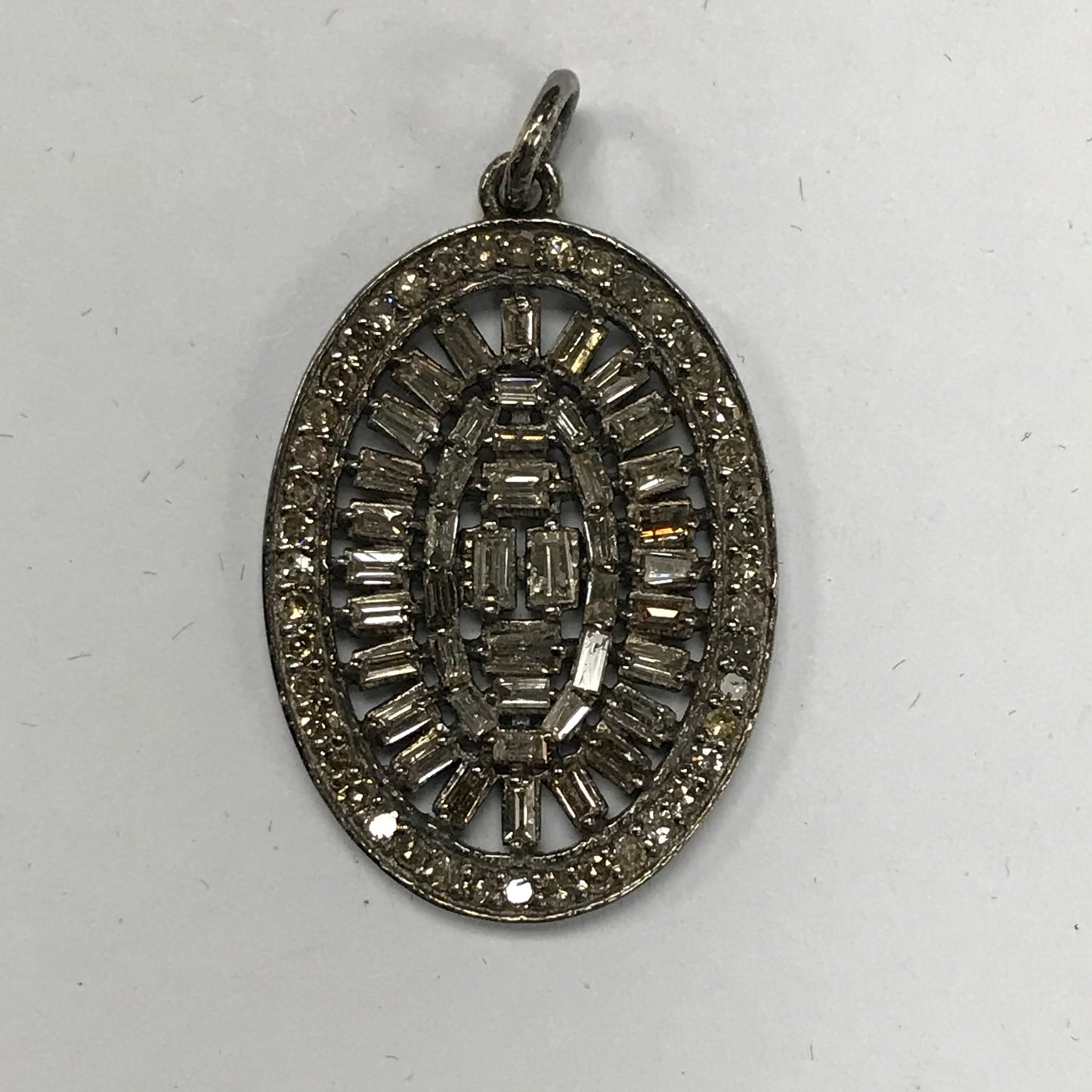 Oval Shape Diamond Pendant .925 Oxidized Sterling Silver Diamond Pendant, Genuine handmade pave diamond Pendant.