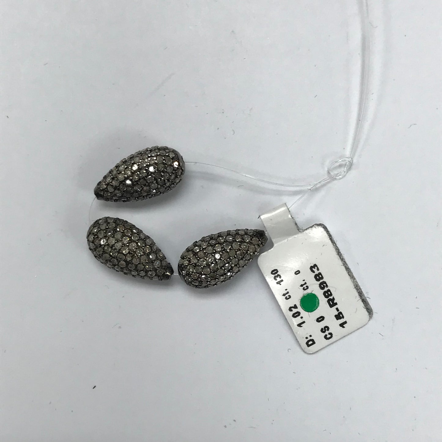 Silver and Diamond Pave Pave Beads