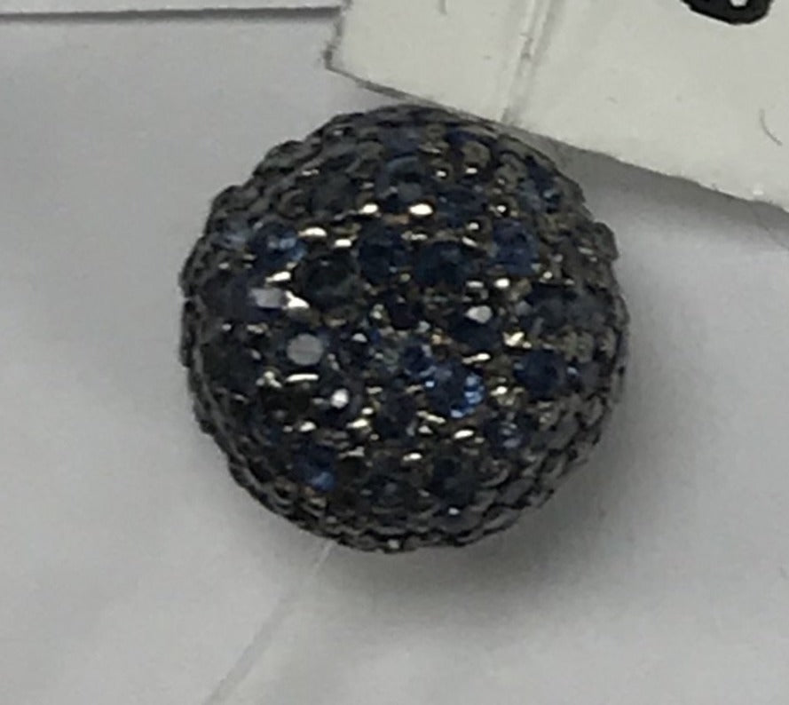 Coin Shape silver pave diamond and gemstone beads