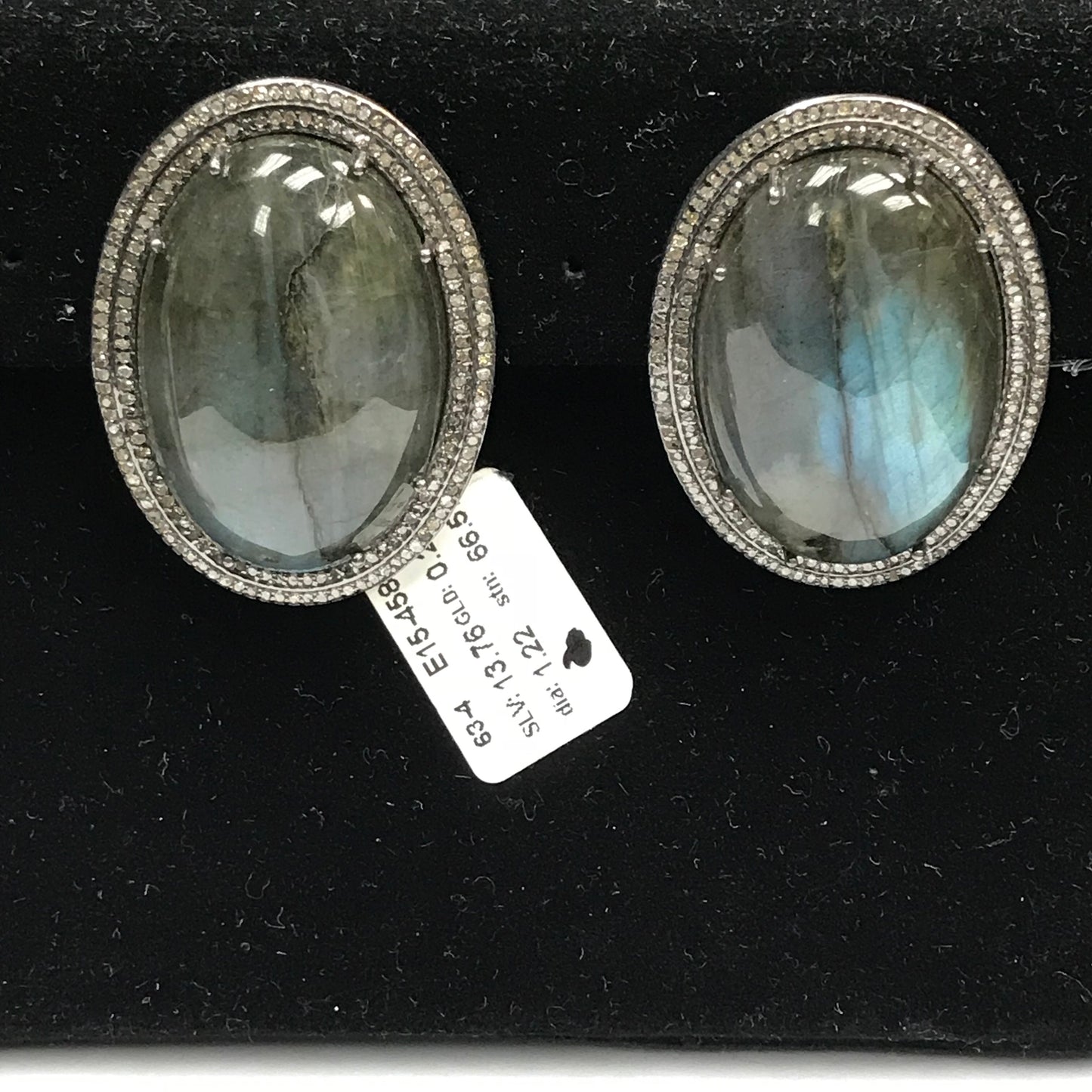 Labradorite and Diamond Earring Studs