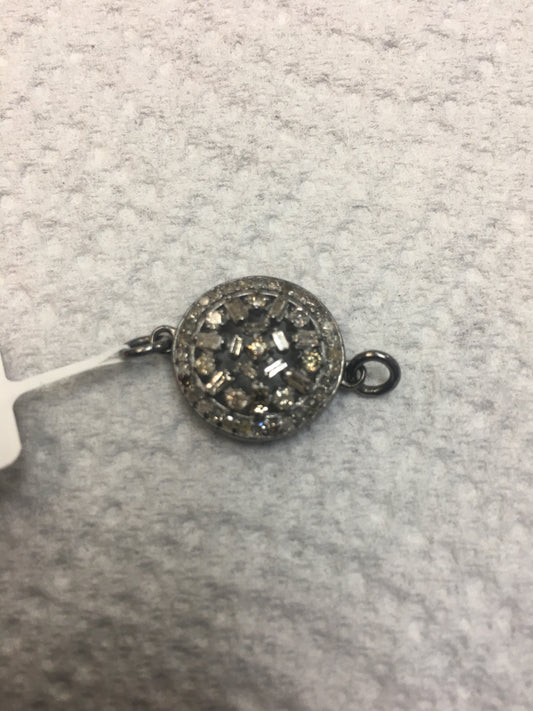 Round Shape Diamond Pendant .925 Oxidized Sterling Silver Diamond Pendant, Genuine handmade pave diamond Pendant.