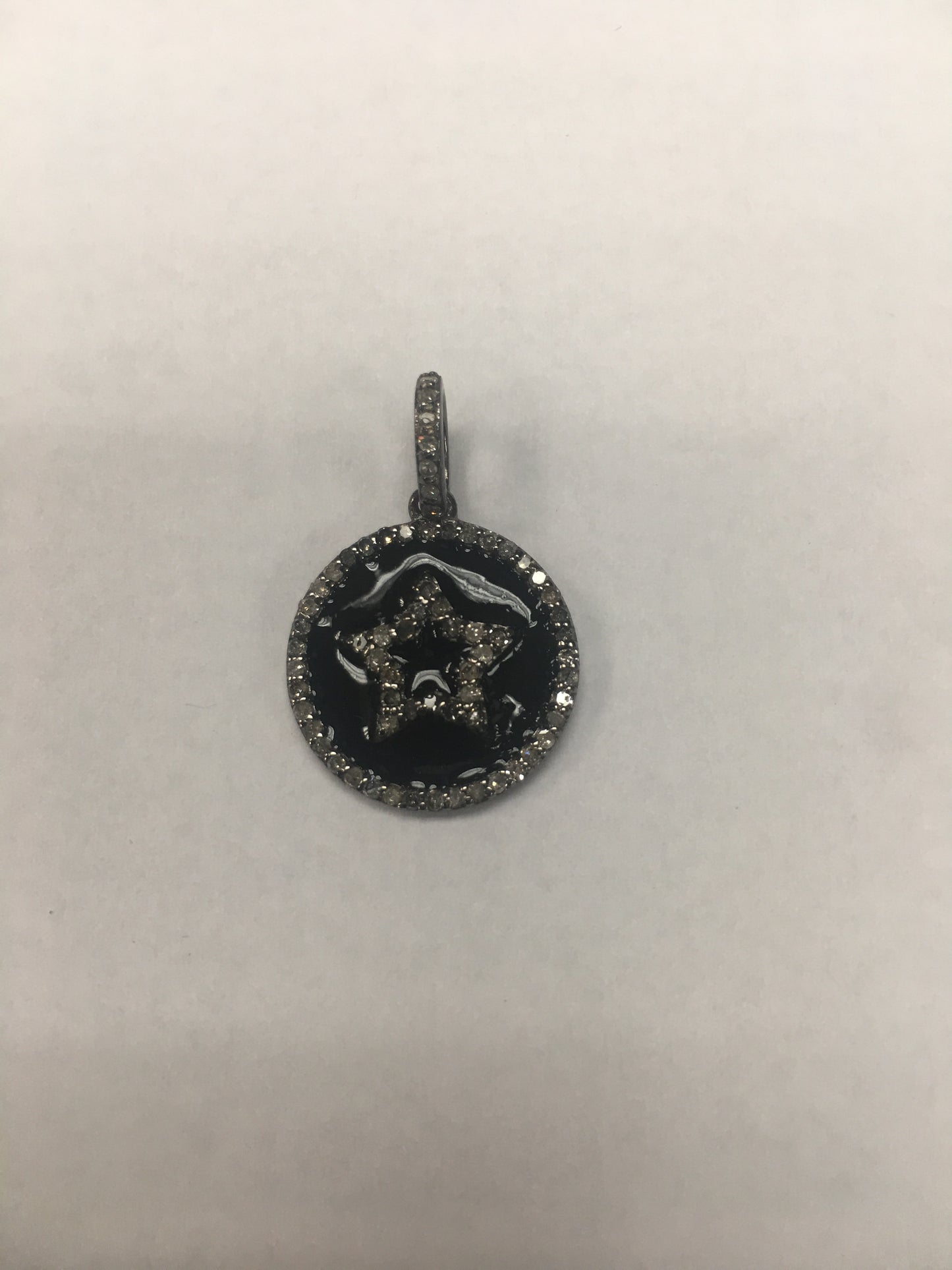 Round Disk On Star Shape Diamond Pendant