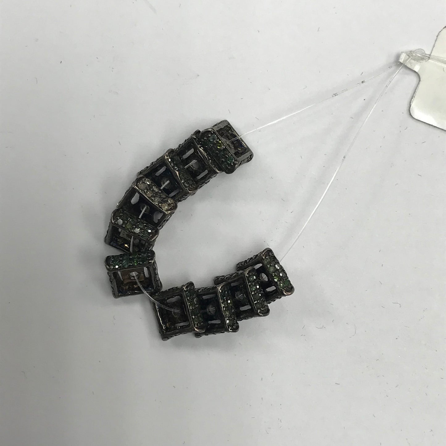 Silver and Diamond Pave Pave Beads