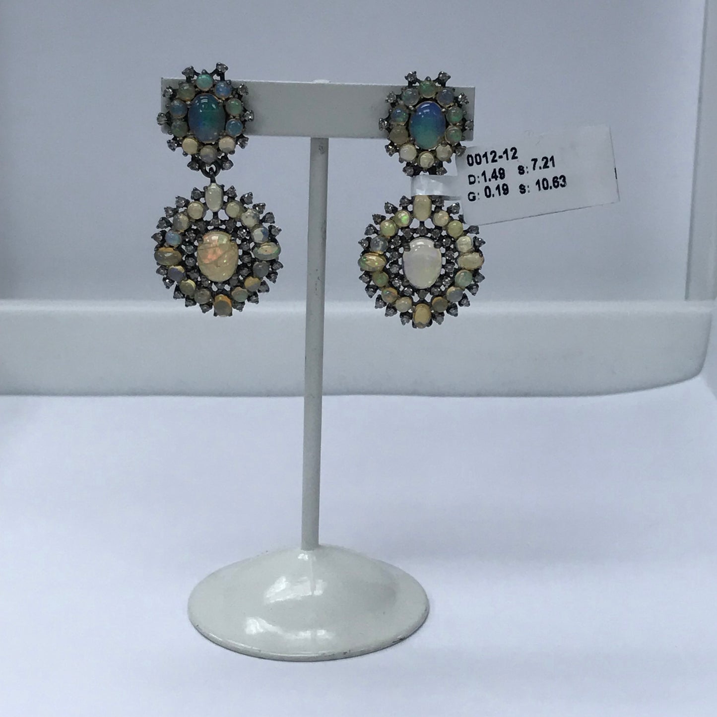 Silver Diamond Earring .925 Oxidized Sterling Silver Diamond Earring, Genuine handmade pave diamond Earring.