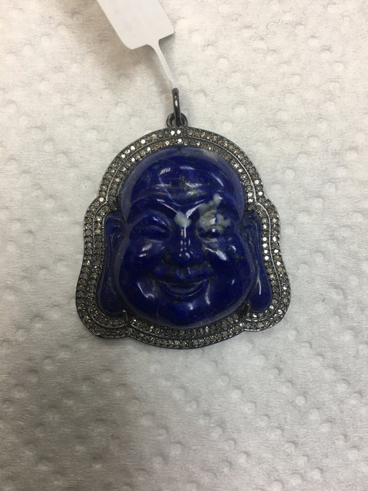 Lapise and Diamond Laughing Buddha Pendant