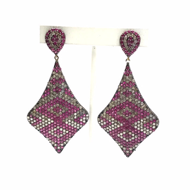 Ruby and Diamond Fancy Shape Earring