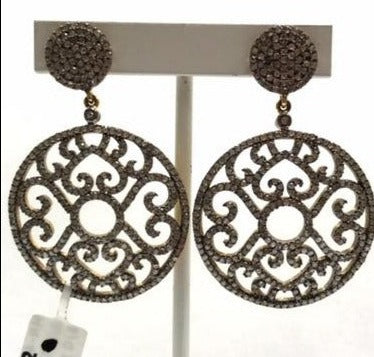 Coin Shape Filigree Diamond Earring