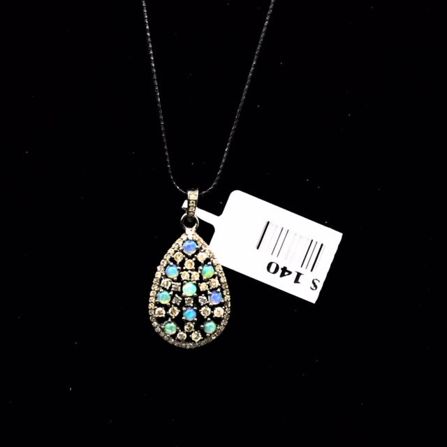 Drop Shape Gemstone and Diamond Pendant