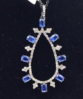 Pear Shape Diamond Pendant With Gemstones