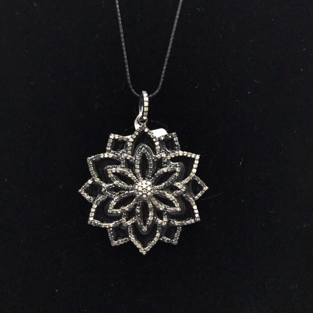 Flower Shape Enamel Diamond Pendant