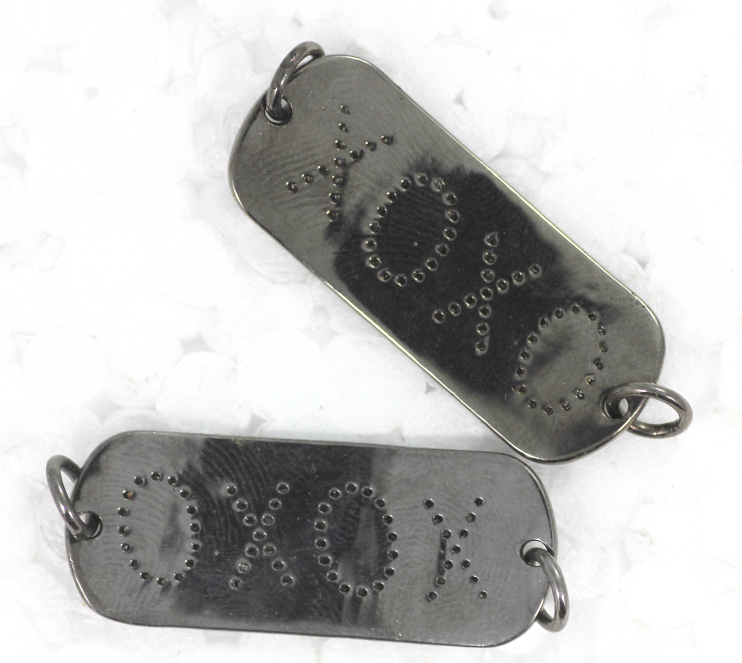 XOXO Silver Diamond Charm .925 Oxidized Sterling Silver Diamond Charms, Genuine handmade pave diamond Charm.