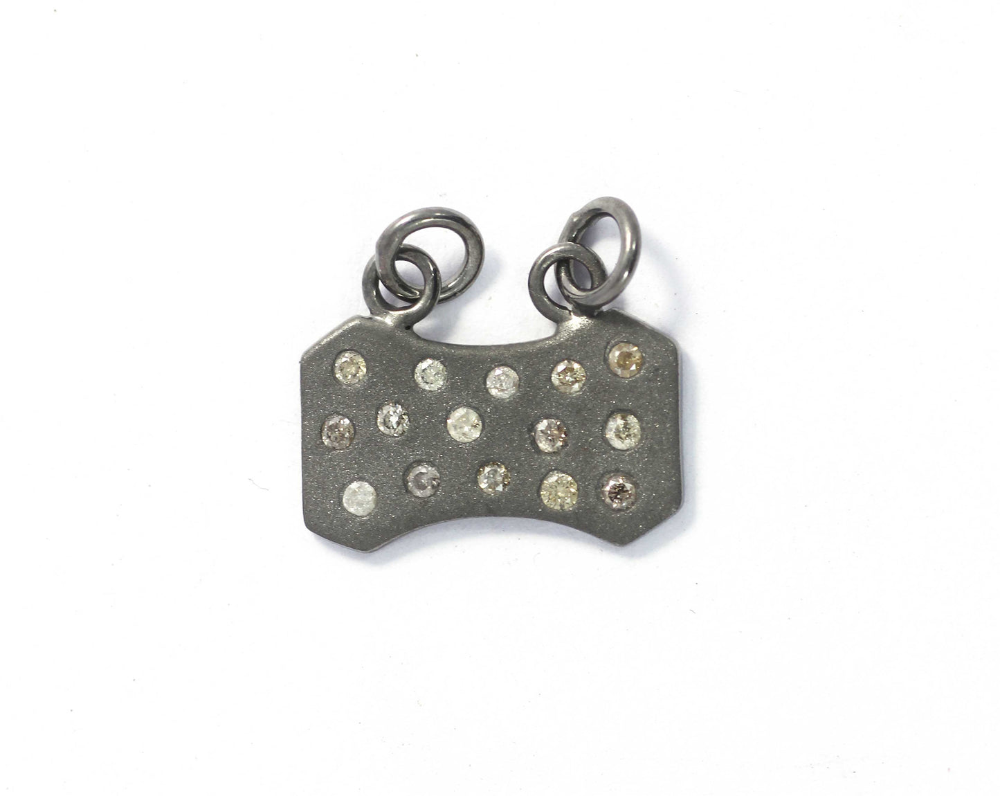 Clipart Shape Diamond Pendant .925 Oxidized Sterling Silver Diamond Pendant, Genuine handmade pave diamond Pendant.