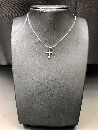 Diamond Cross Diamond Pendant, Pave Diamond Pendant, Cross Necklace, Approx 19 x 12mm. Sterling Silver