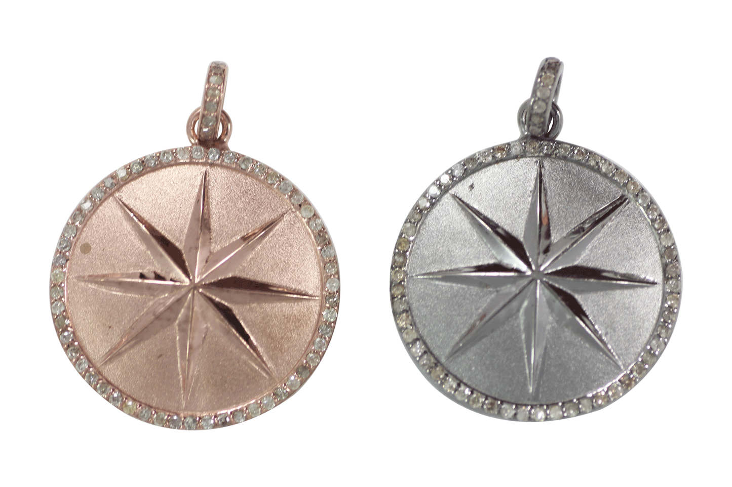 Round Silver Pave Diamond Pendant