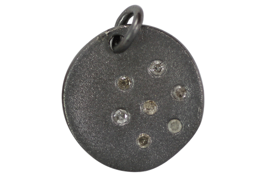 Round Shape Silver Pave Diamond Pendant .925 Oxidized Sterling Silver Diamond Pendant, Genuine handmade pave diamond Pendant Size 15 MM