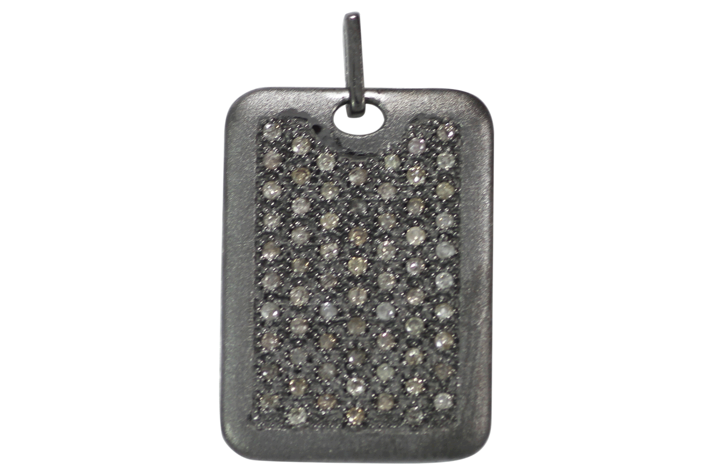 Rectangle Shape Silver Pave Diamond Pendant