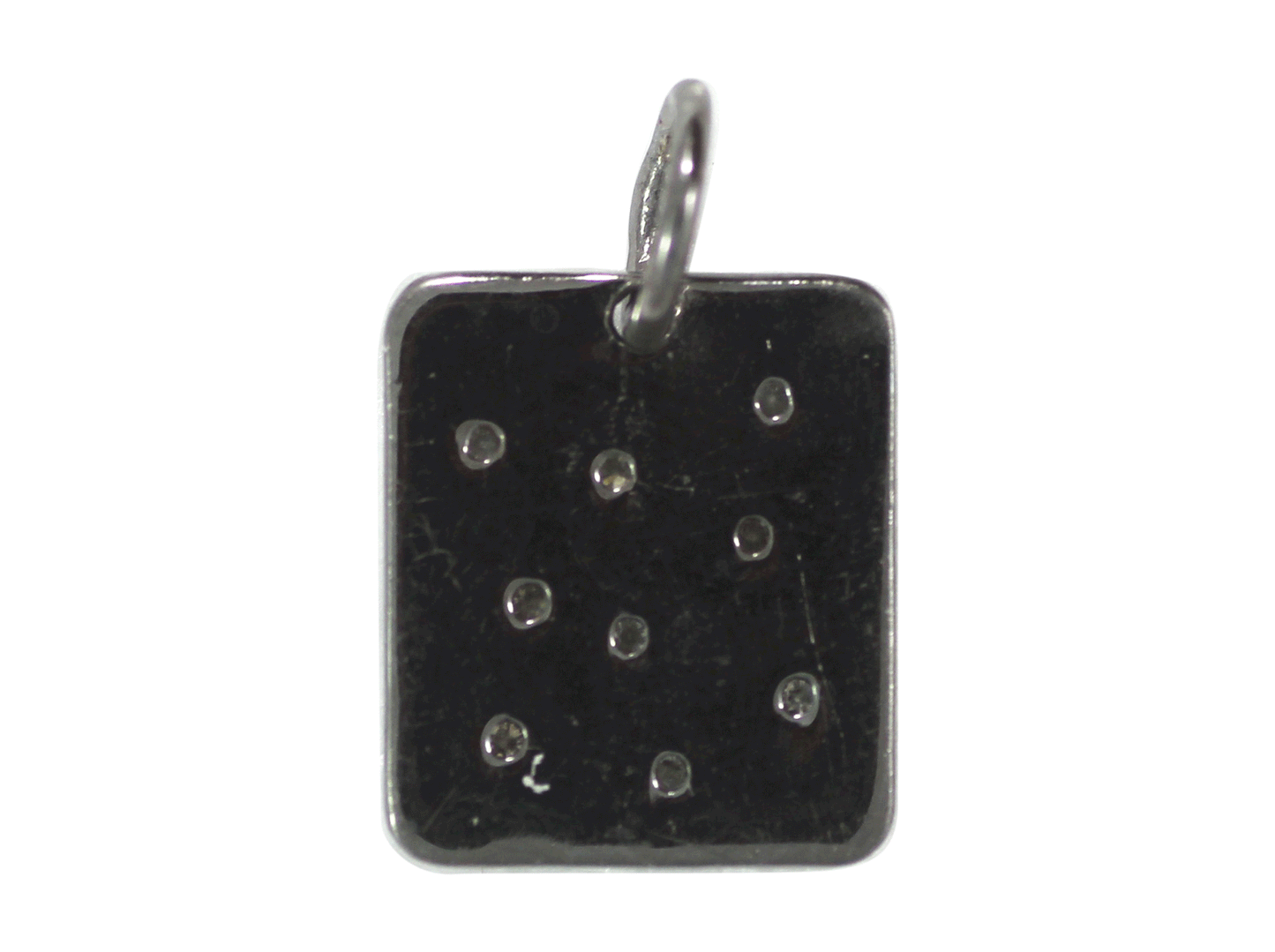 Rectangle Silver Pave Diamond Pendant
