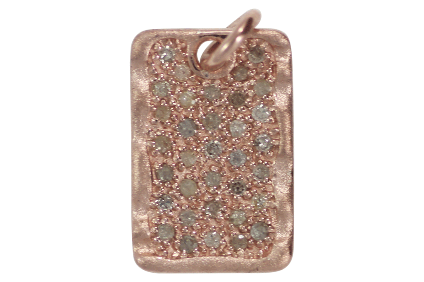 Rectangle Shape Silver Pave Diamond Pendant .925 Oxidized Sterling Silver