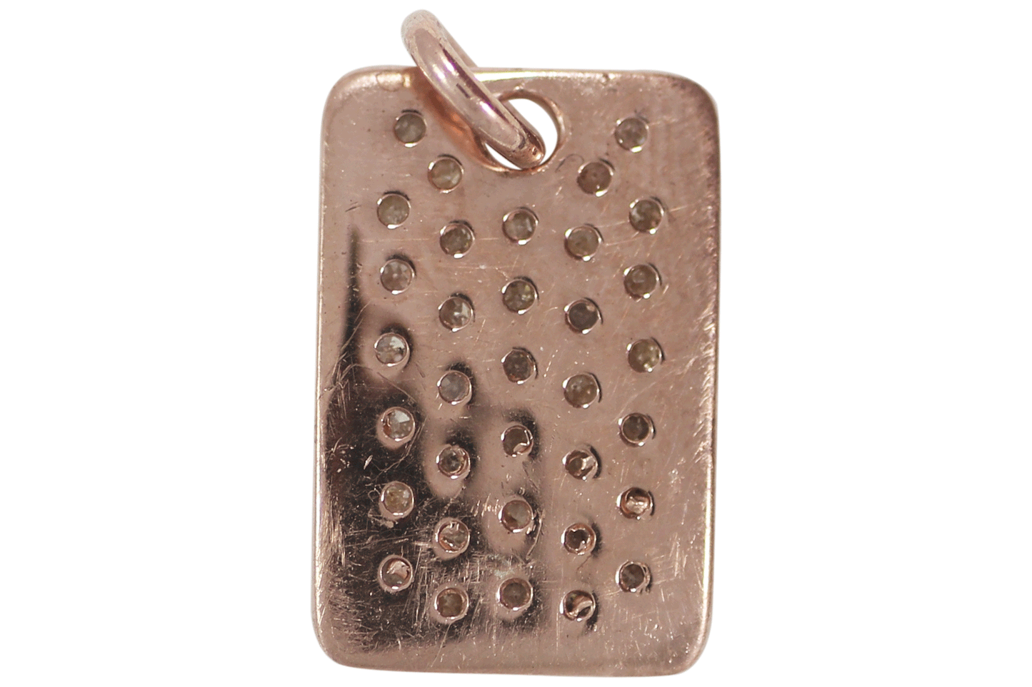 Rectangle Shape Silver Pave Diamond Pendant .925 Oxidized Sterling Silver