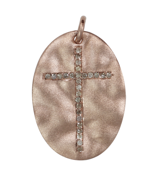 Oval Diamond Pendant .925 Oxidized Sterling Silver Diamond Pendant