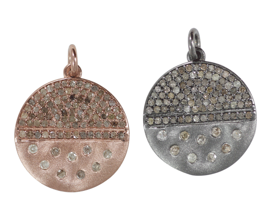 Round Shape Silver Pave Diamond Pendant