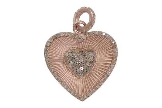 Heart Diamond Pendant .925 Oxidized Sterling Silver Diamond Pendant, Genuine handmade pave diamond Pendant Size Approx 1.00"(25 MM)